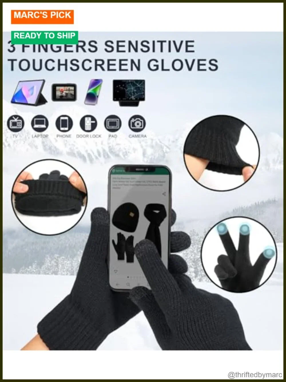 Men's Winter Hat Scarf Gloves Set, 3 PCS Warm Beanie Long Scarf Fleece Lined